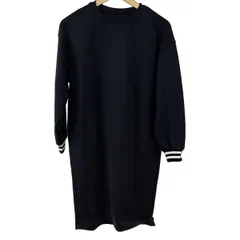 DUAL VIEW(デュアルヴュー) ワンピース サイズ40 M レディース美品  - 黒×白 クルーネック/長袖/ひざ丈