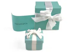 未使用　ティファニー　Tiffany＆Co. 　ブルー リボン　小物入れ 　ジュエリーボックス　ケース　陶器　匿名配送　送料無料