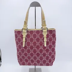 CELINE（セリーヌ）マカダム トートバッグ キャンバス レッド系 レザー