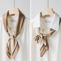 【４色】スカーフ シルク風 正方形☆バッグスカーフ リボン ヘアアレンジ 配色バンダナ