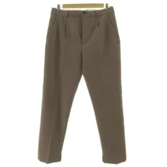 ザラ ZARA PANTALON RELAXED CHINO 6136/042/737 パンツ スラックス テーパード タック 裾スリット ストレッチ ブラウン系 茶系 L