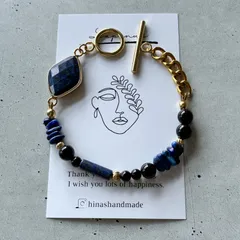 【天然石ブレスレット・ラピスラズリ】チェーンブレスレット ステンレス bracelet