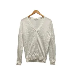 ユニクロ UNIQLO カーディガン UVカット スーピマコットン Vネック 長袖 無地 白 ホワイト L 251-404011