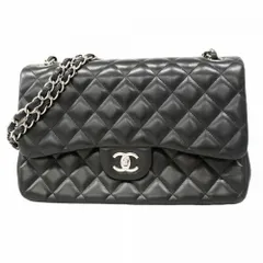 シャネル(Chanel) シャネル ショルダーバッグ デカマトラッセ Wフラップ Wチェーン ラムスキン ブラック レディース