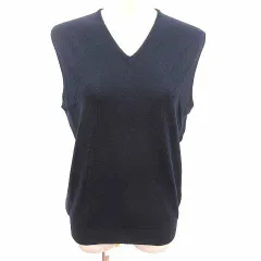 シップス SHIPS ニット カットソー Vネック ノースリーブ ウール 紺 ネイビー /YK