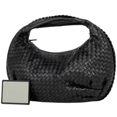 ボッテガヴェネタ BOTTEGAVENETA イントレチャート ショルダーバッグ ホーボー ショルダーバッグ レザー ブラック レディース 【中古】