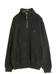 【お得なクーポン配布中!】 90s ポロ ラルフローレン フリース ジャケット メンズ L / 古着 オールド プルオーバー ブルゾン ジャンパー ハーフジップ ワンポイント 黒