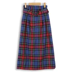 Mila Owen ミラオーウェン 秋冬 ウール混★ ベルト タータンチェック ロング タイト ハイウエスト スカート Sz.0 レディース