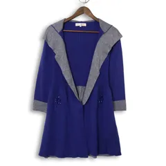 Super Beauty スーパービューティー 秋冬 ウール混★ フラワービーズ フーディー ニット カーディガン Sz.40　レディース