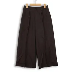 HUMAN WOMAN ヒューマンウーマン 秋冬 ウール100％★ チェック タック入り ワイド スラックス パンツ Sz.M　レディース