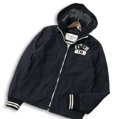 Abercrombie&Fitch アバクロンビー＆フィッチ BULL POINT★ ロゴ フーディー ジャケット パーカー Sz.L メンズ ネイビー