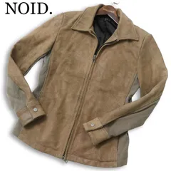 NOID. ノーアイディー 牛革★ リアル カウ レザー スウェード リブ切替 ジャケット ブルゾン Sz.1 メンズ