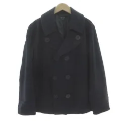 リズムオブライフ RHYTHM OF LIFE UNITED ARROWS コート ピーコート ダブル 起毛 混合メルトン ネイビー 紺 M