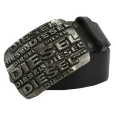 ディーゼル DIESEL ロゴバックル ベルト レザー 00S5G4 イタリア製 ブラック 黒 シルバー 90/36