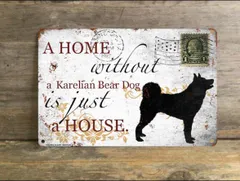 【Karelian Bear Dog/カレリアン・ベア・ドッグ】 メタルプレート メッセージ 犬 雑貨 グッズ アート ポスター おしゃれ インテリア 壁飾り アンティーク風　262
