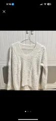 アイボリー Vネック アンゴラ ニット Free サイズ