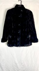 ミンク シェアードミンク ブラック ハーフコート 毛皮 ブラックミンク 着丈約72cm フリーサイズ