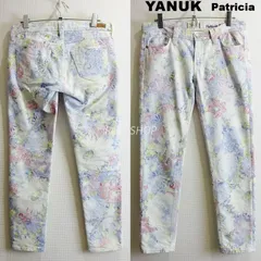 YANUK　ヤヌーク　Patricia Ankle　W78cm / W26 / L　総柄 アンクルスキニーパンツ　ストレッチ　レディース　日本製　ホワイト