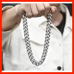 喜平ネックレス マイアミキューバンリンク チェーンネックレス チャンキーチェーン ステンレス シルバー 9mm 50cm ストリート ロック ヒップホップ メンズ レディース ユニセックス 新品未使用品