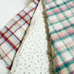 キルティング／チェック×花柄　両面ヌビ（blue×red・green×pink）