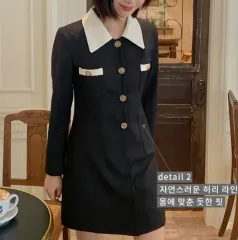 (1回着用) カラーネック ブラック ミニ ONE PIECE S