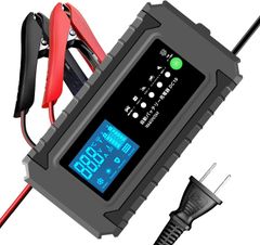 自動「パルス充電」バッテリー充電器 定格10A 緊急時全自動 スマートチャージャー 12V/24V対応 バッテリー診断機能付