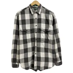 〜90's LEVI’S リーバイス コットンシャツ チェック柄 ポケット付き 長袖シャツ 白×黒×グレー Mサイズ No.M168