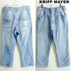 KRIFF MAYER　クリフメイヤー　クロップド スウェットデニムパンツ　メンズ M 相当　強 ストレッチ　ハイウエスト　8分丈　テーパード　ライトブルー