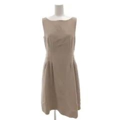 フォクシー FOXEY ワンピース ウール 38 ベージュ ノースリーブ ボートネック ロング /FF ■GY62