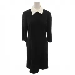 フォクシーニューヨーク FOXEY NEW YORK ワンピース 40 黒 ブラック バイカラー 襟付き 七分袖 ロング /FF ■GY62