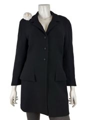 シャネル ヴィンテージ！99AくるみＣＣボタン付ウールロングジャケット CHANEL