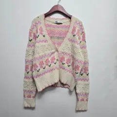 ザラ フラワー パータン Vネック カーディガン