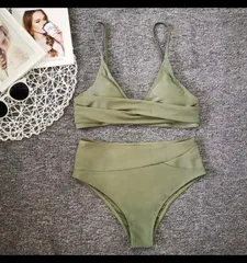 土日祝発送 Women モスグリーン　カーキ　ビキニ ブラとショーツのセット 水着 ホットヨガ ビーチ 日光浴 タンキニ  スポーツ アニマル マンダラ 長め ブラトップ