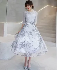 送料無料 未使用 発表会 舞台衣装 パーティ フォ－マル ミディアム ドレス 11号 L (OPN1080)