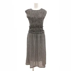 ザラ ZARA ワンピース ノースリーブ 総柄 ミモレ ロング M 黒 ブラック /JS ■GY60