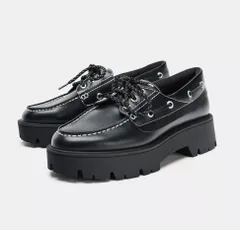 新品未使用正規品ZARA(ザラ)ステッチ厚底ローファーデッキシューズ