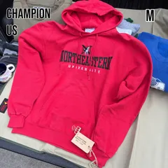 チャンピオン パーカー 赤 M ノースイースタン大学 ハスキー犬 刺繍 カレッジ