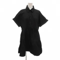 ザラ ZARA シャツワンピース ミニ丈 S 黒 ブラック 半袖 ドローストリングウエスト /NL ■GY58