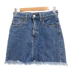 マウジー MOUSSY デニムスカート 0 インディゴブルー ミニ丈 フリンジヘム /NL ■GY58