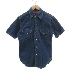 リーバイス レッドタブ Levi's RED TAB デニムシャツ S インディゴブルー 半袖 ウエスタンヨーク フラップポケット /NU ■GY58