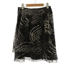 インディヴィ INDIVI スカート フレア 40 黒 ブラック グレー ドット柄 膝丈 二重裾 /RP ■GY58