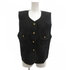レリアン Leilian 美品 ベスト ウール 11 黒 ブラック ノースリーブ Vネック /KR ■GY06