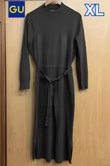 GU ジーユー　ダークブラウン ニットロングワンピース　ウエストリボン付き　長袖　XLサイズ　251-320538