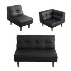 PVCレザー リビングダイニング ソファ【SHUNgiTE - シュンガイト】 シリーズ 3点セット　SH-07-SNG-SET-BK　ブラック