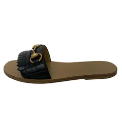 GUCCI(グッチ) サンダル 34 1/2 - 517017 ベージュ×黒 ホースビット レザー