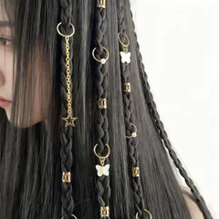 【在庫セール】ゴールド 蝶々・ハート 子供用 メタルコイル 結婚式・普段使い・ダンス対応 編み込み用 ヘアアクセサリー 29個セット DIY素材 ヘアビーズ