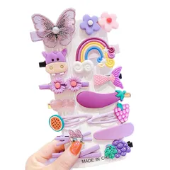 【数量限定】プレゼント 誕生日 髪飾り 前髪 子供用 サイドクリップ カラフル (D) 可愛い キッズヘアピン 髪留め パッチンピン 女の子 赤ちゃん ヘアアクセサリー ヘアピン 14個セット 子供 ヘアクリップ