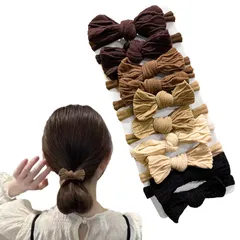 【在庫処分】ヘアアクセサリー 結び目なしリボンゴム 髪馴染み良いパイル地 大容量 シュシュ 高弾性 無地 髪ゴム 上品 人気 (5色10個入) 韓国風 おしゃれ ヘアゴム 入学式 卒業式 蝶結び デート大人 子供 Doyime レディース ヘアアレンジ