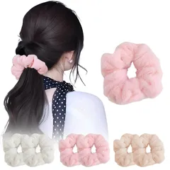 【在庫処分】おしゃれ シュシュ ふわふわ シュシュ 可愛い 髪飾り ヘアアクセサリー ファーボール 快適 横ポニー しっかり固定 三つ編み ローポニーテール 髪ゴム ツインテール対応 【3色6個セット】 大人 子供 ファー レディース フリランス-ショプ 【ホ