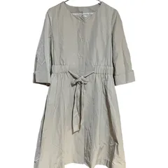 C422 cacharel キャシャレル ワンピース 長袖 ベージュ 膝丈 シンプル カジュアル レディース 38